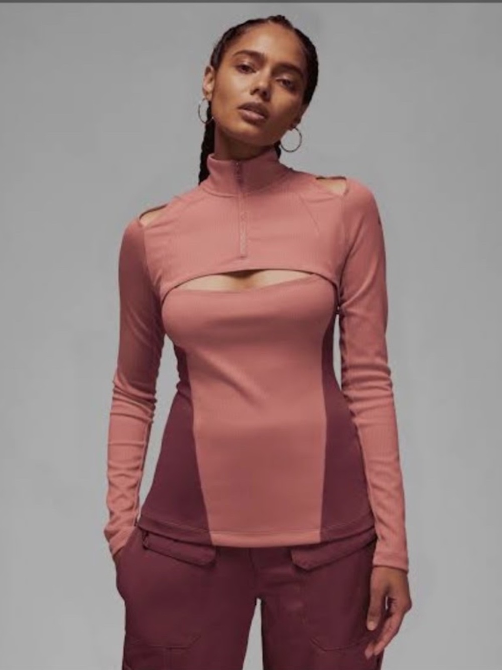Nike Jordan Engineered 1/4 Zip Long Sleeve Athletic Top Canyon Pink Size XS
